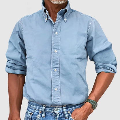 Chemise Homme Marine à Manches Longues Classique Décontractée - LuxeStyle
