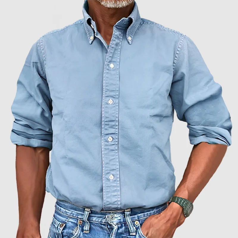Chemise Homme Marine à Manches Longues Classique Décontractée