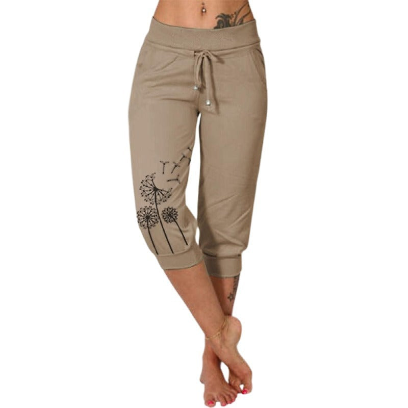 Pantalon de sport femme imprimé fleuri, 7/8, couleur vives