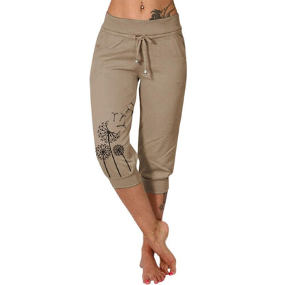 Pantalon de sport femme imprimé fleuri, 7/8, couleur vives