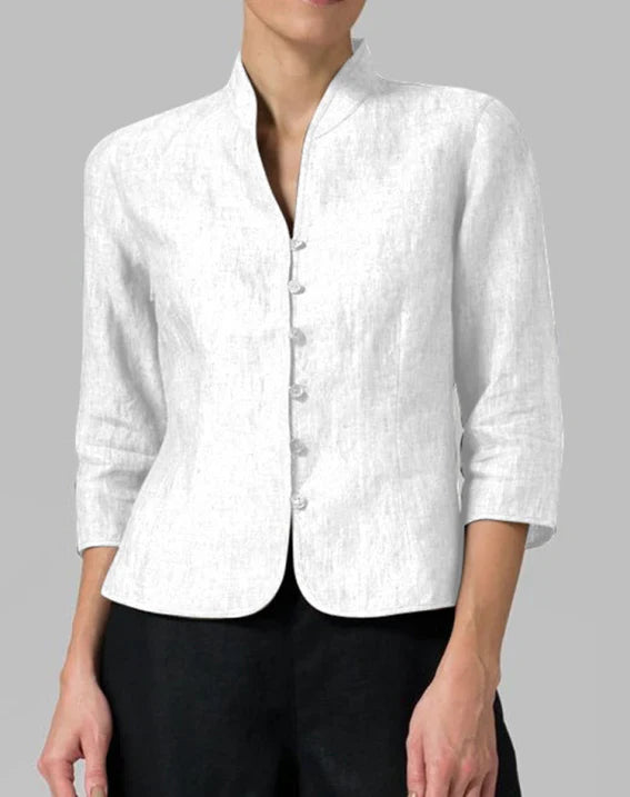 Veste Féminine Cendrée Col Mandarin