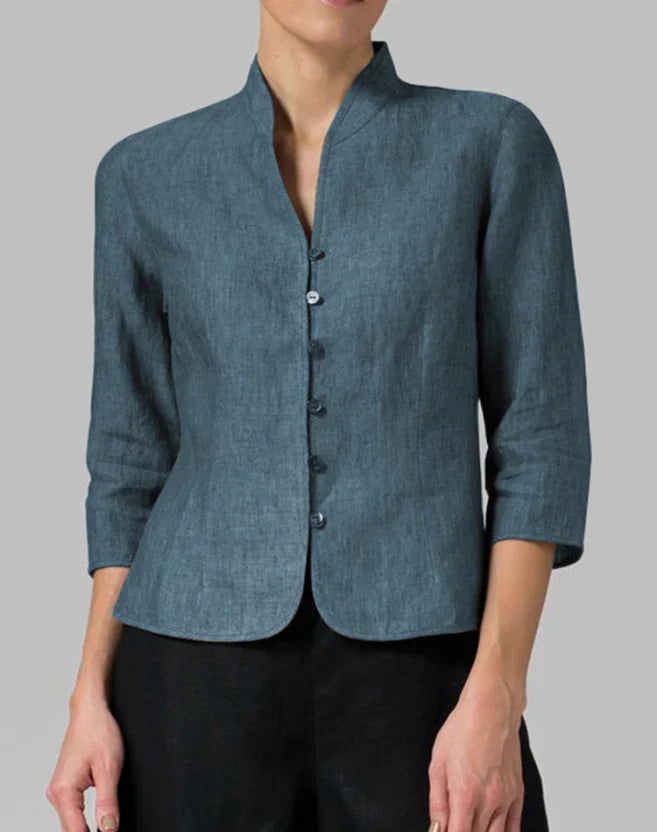 Veste Féminine Cendrée Col Mandarin