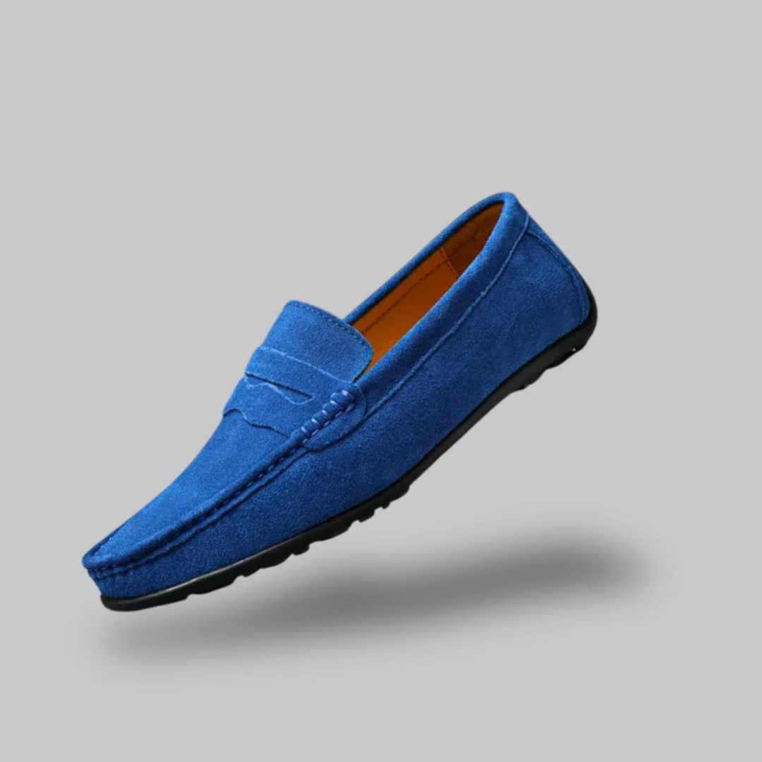 Mocassin cuir marine élégant homme - LuxeStyle