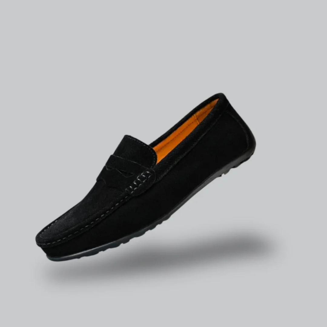 Mocassin cuir marine élégant homme
