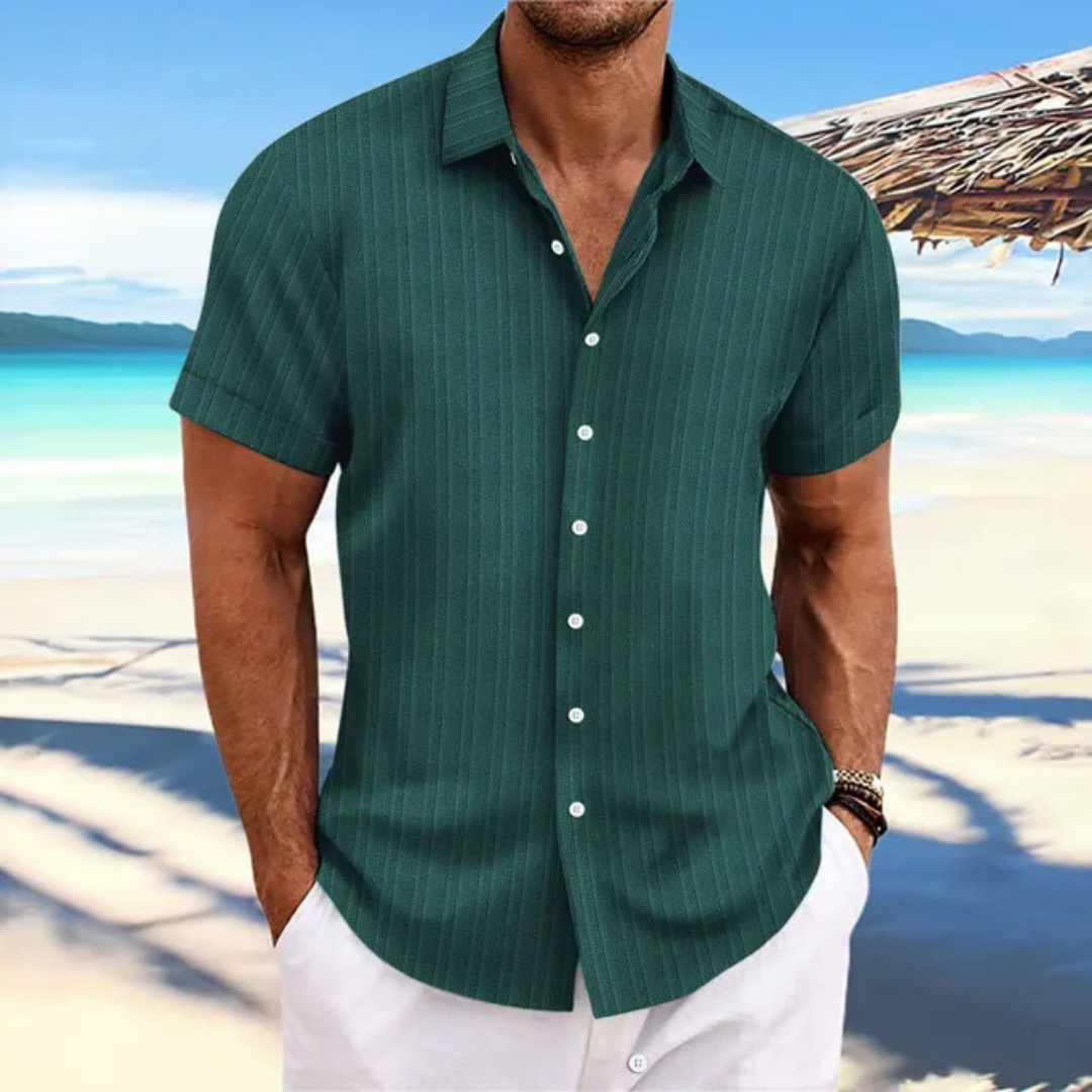 Chemise Homme Rayures Vertes Été