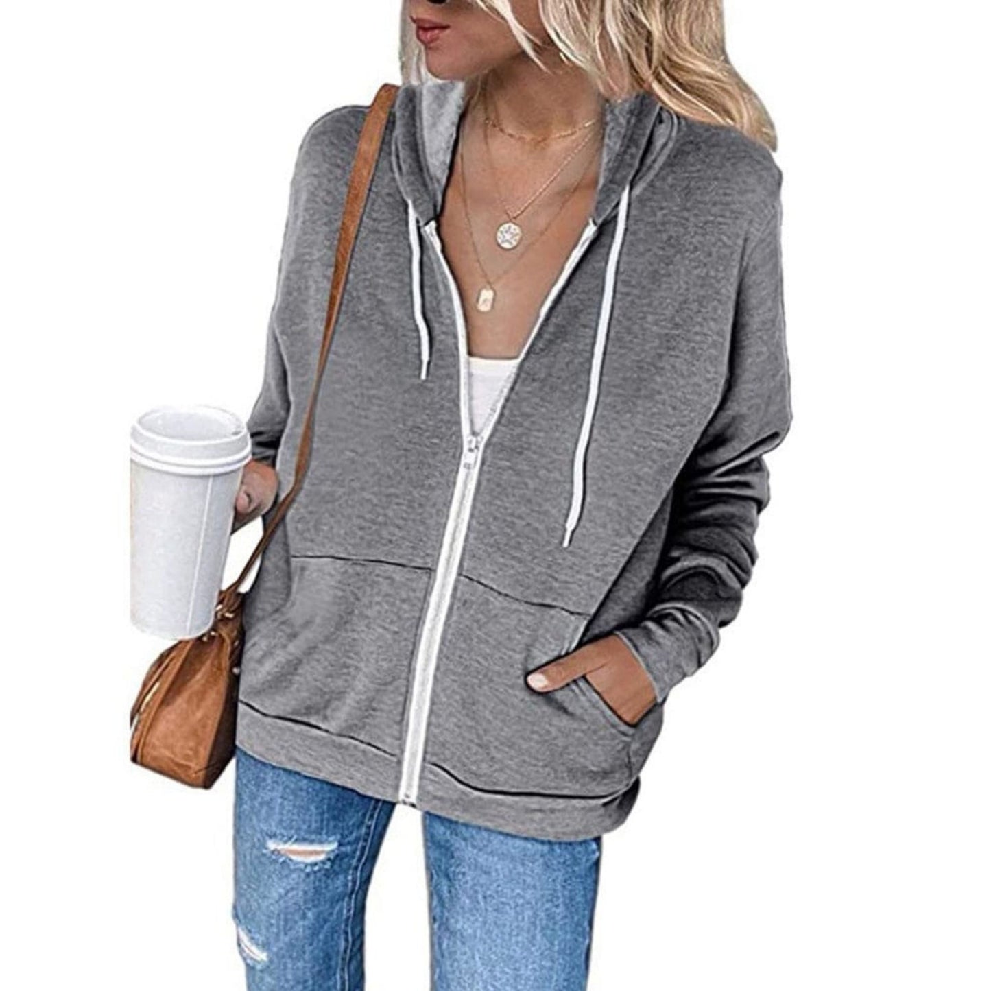 Sweat Féminin Capuche Zippé Chic