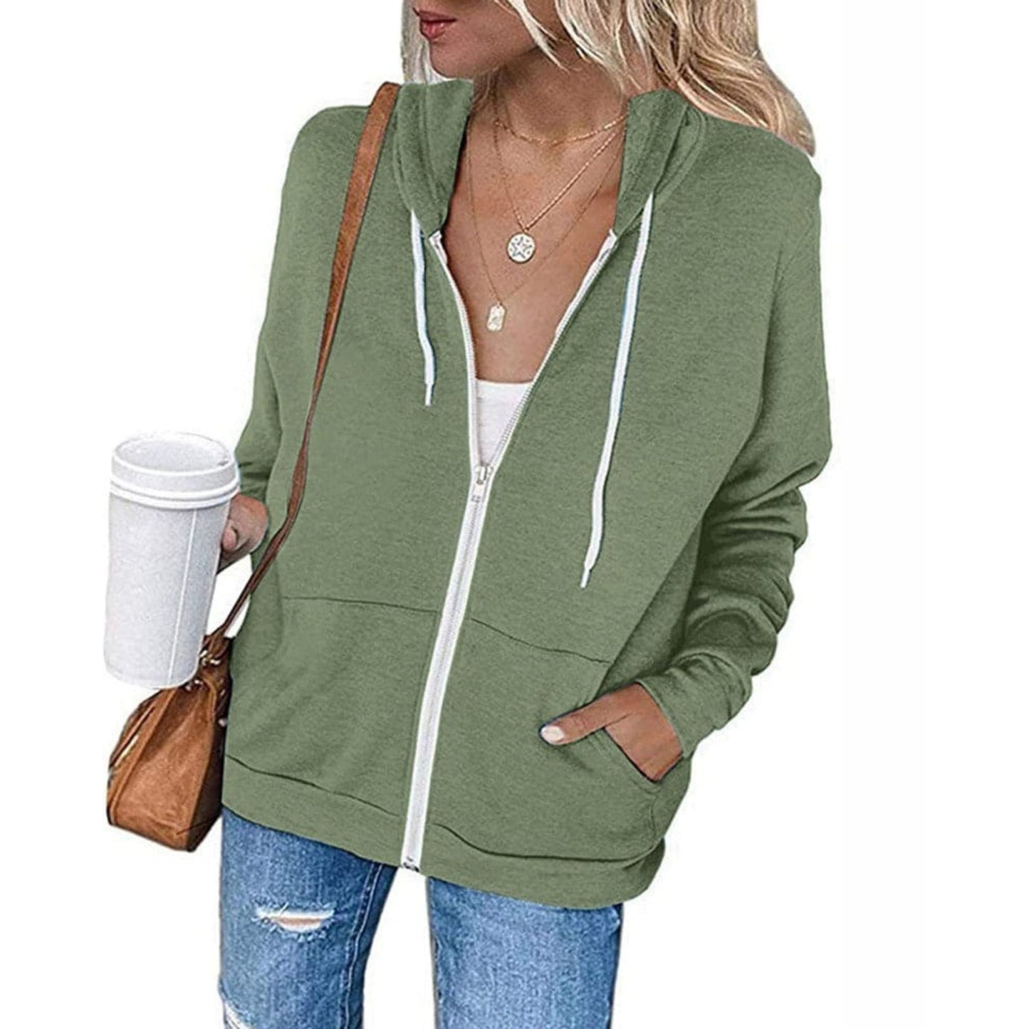 Sweat Féminin Capuche Zippé Chic