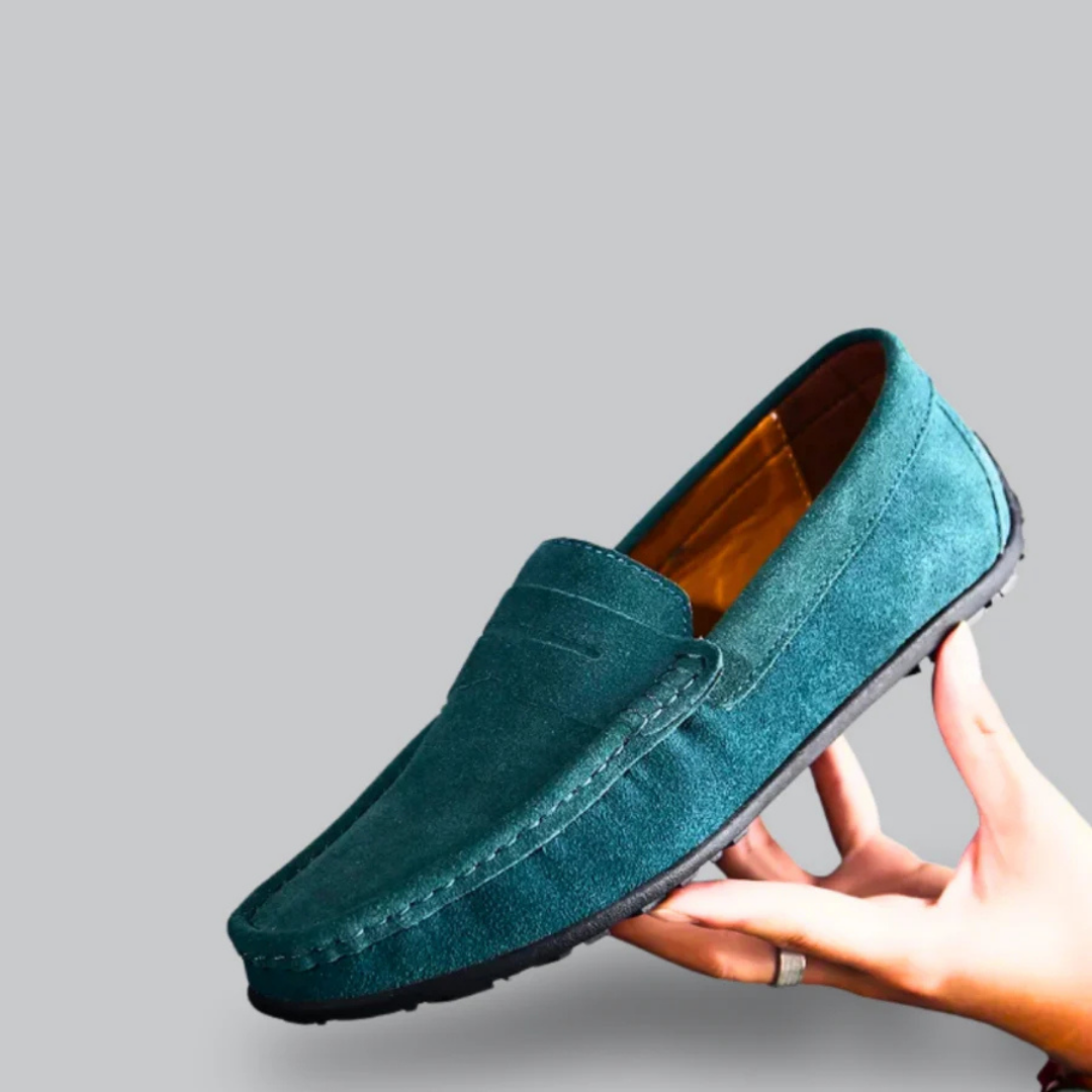 Mocassin cuir marine élégant homme