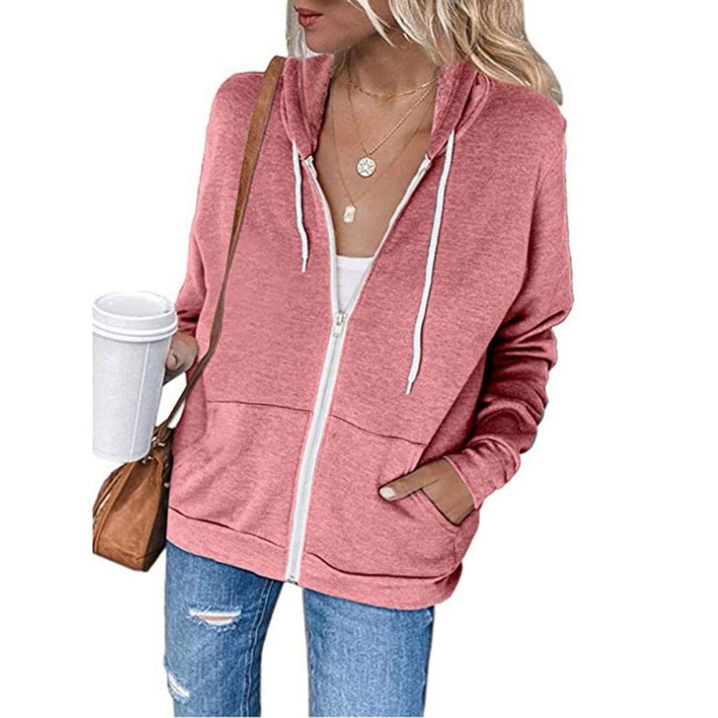 Sweat Féminin Capuche Zippé Chic
