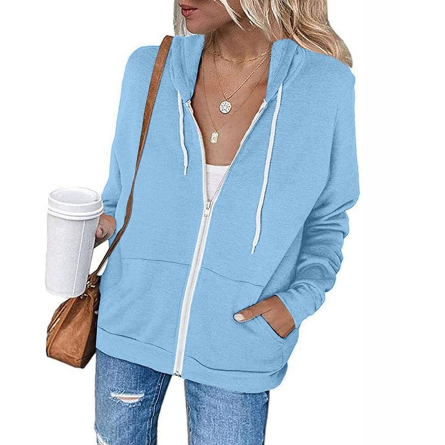 Sweat Féminin Capuche Zippé Chic