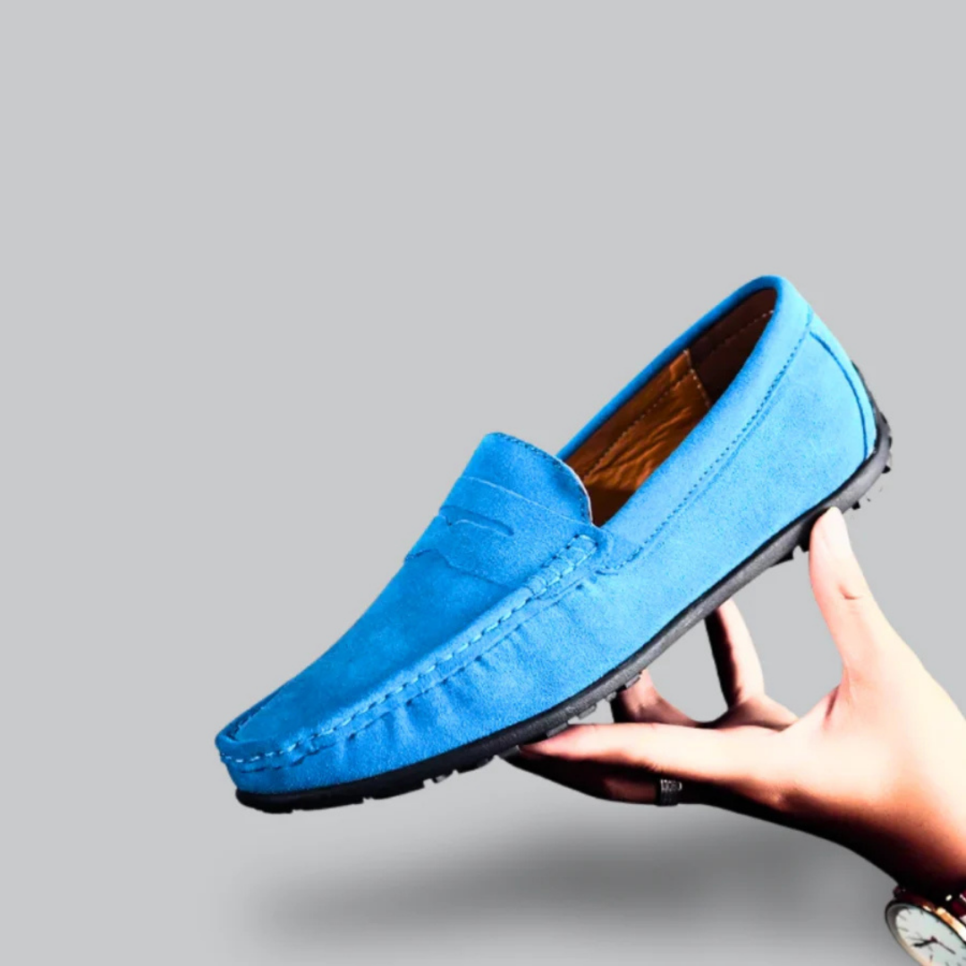 Mocassin cuir marine élégant homme