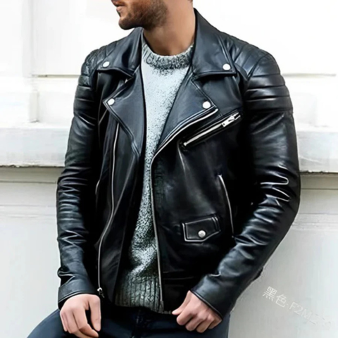 Blouson Cuir Homme Moto Style