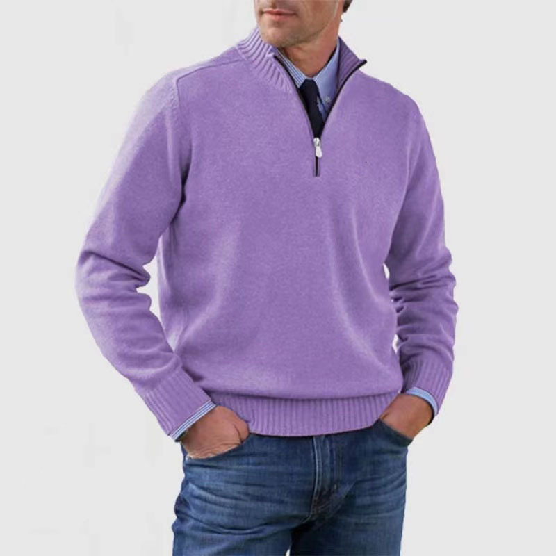 Pull Homme Rouge Doux à Fermeture Éclair