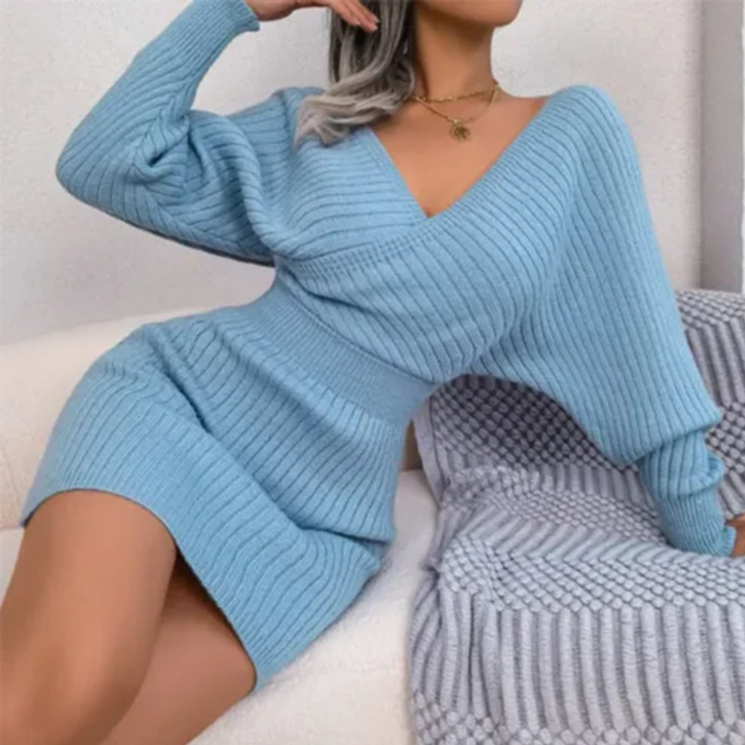 KnitAura™ – Robe Femme en Tricot Élégante à Manches Longues Confortable