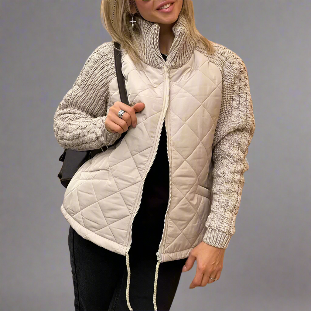 Veste douillette verte à manches molletonnées pour femme
