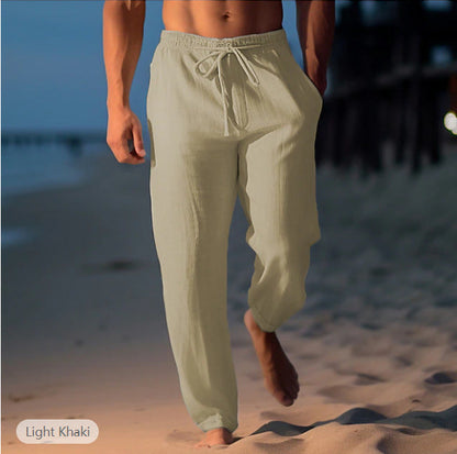 Pantalon Homme Plage Lin Clair Décontracté