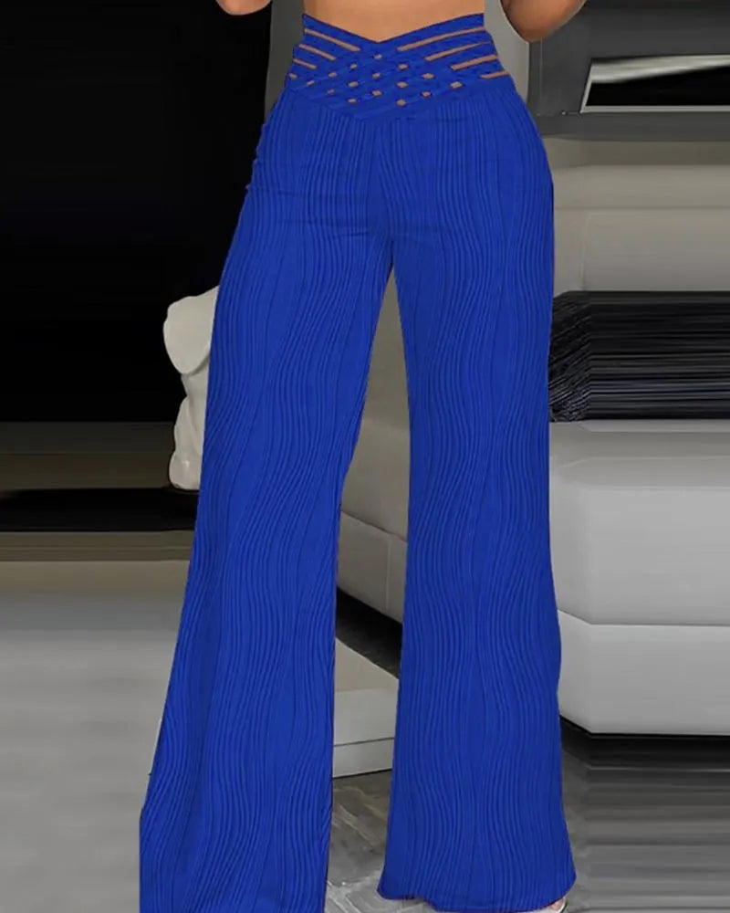 Pantalon large à taille haute tendance pour femme