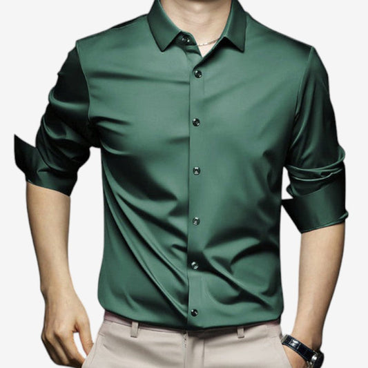 Chemise décontractée à manches longues boutonnées - LuxeStyle