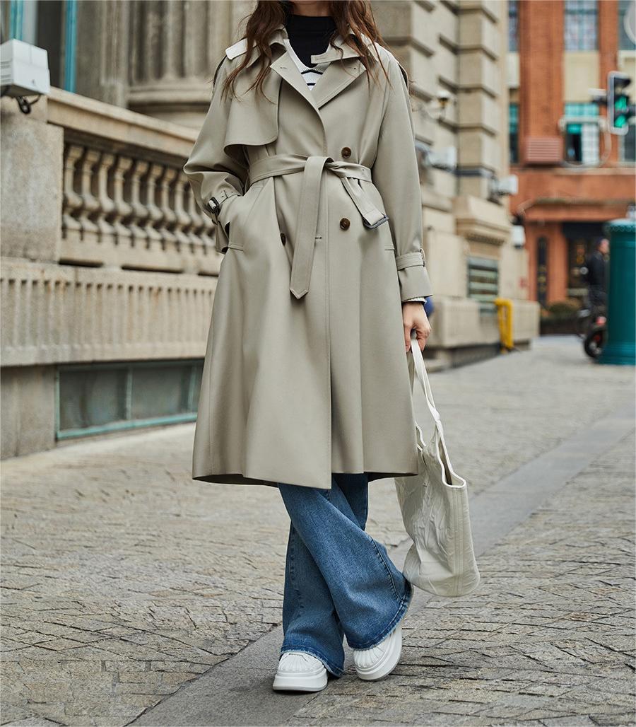 Manteau Trench Élégant Beige pour Femme avec Ceinture - LuxeStyle