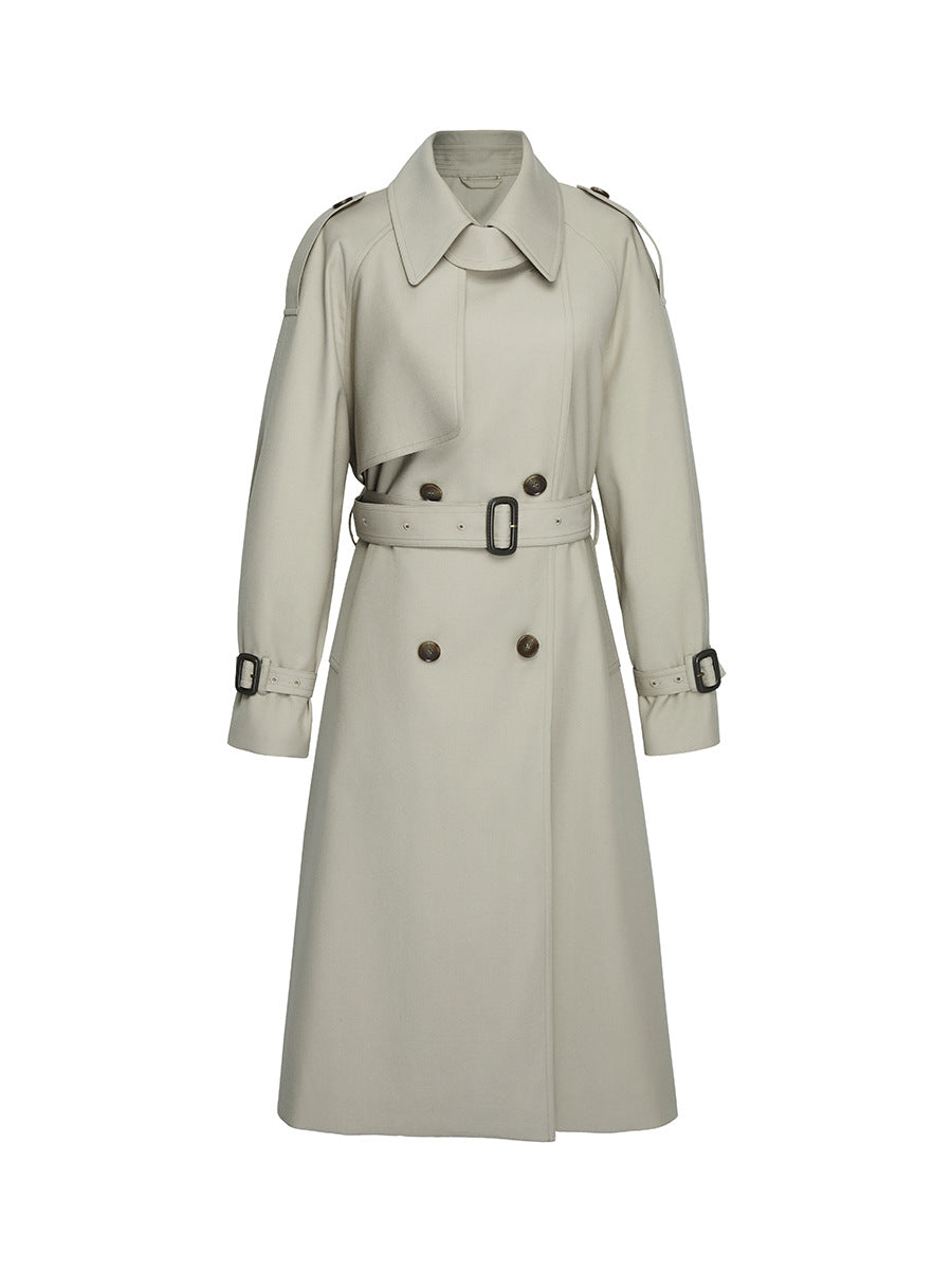 Manteau Trench Élégant Beige pour Femme avec Ceinture