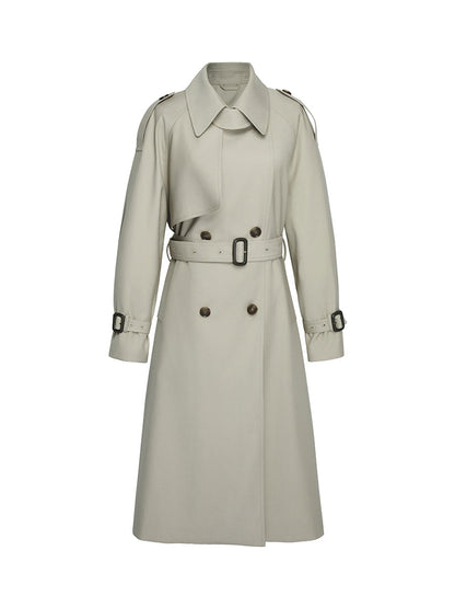 Manteau Trench Élégant Beige pour Femme avec Ceinture