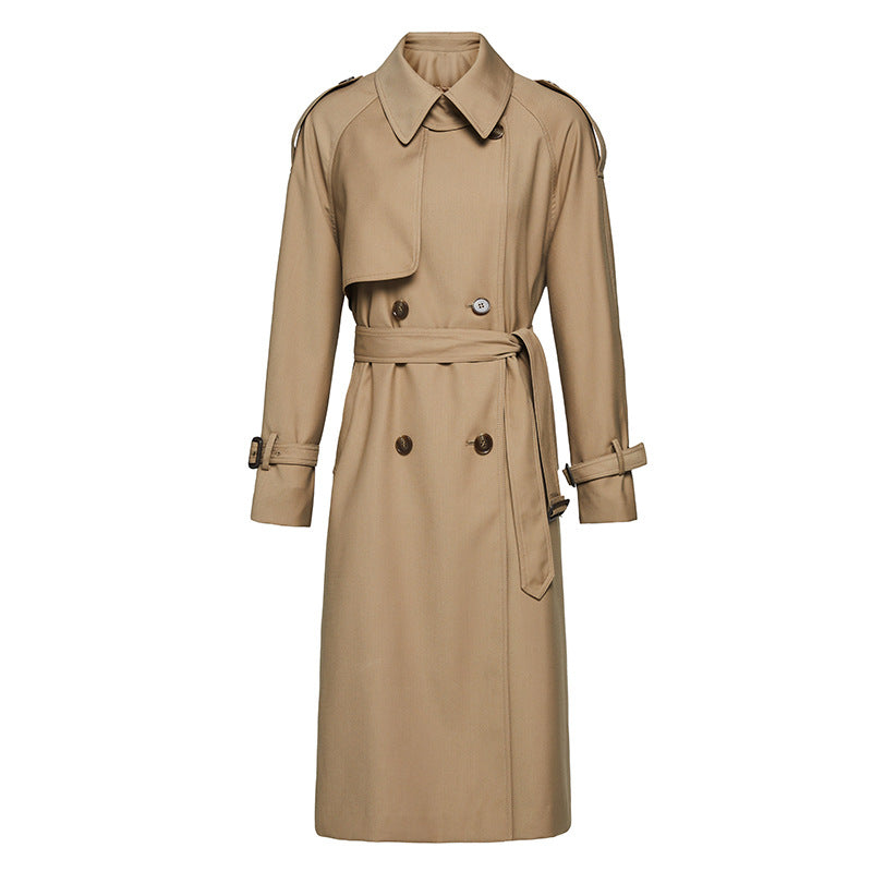 Manteau Trench Élégant Beige pour Femme avec Ceinture