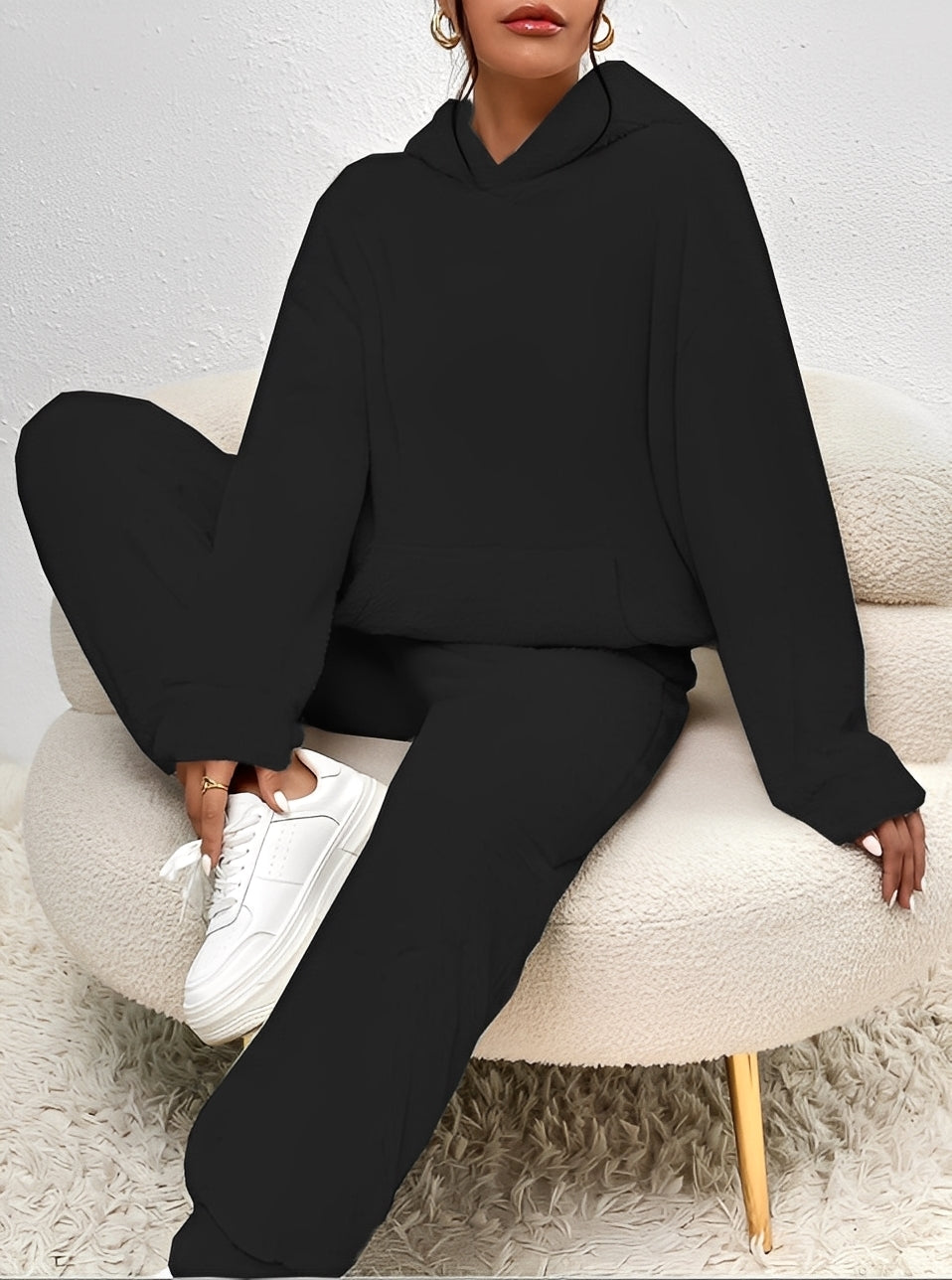 Tenue Décontractée Femme Polaire - Hoodie et Pantalon Douillet pour Hiver
