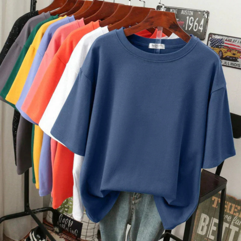 T-shirt femme décontracté en coton doux oversize