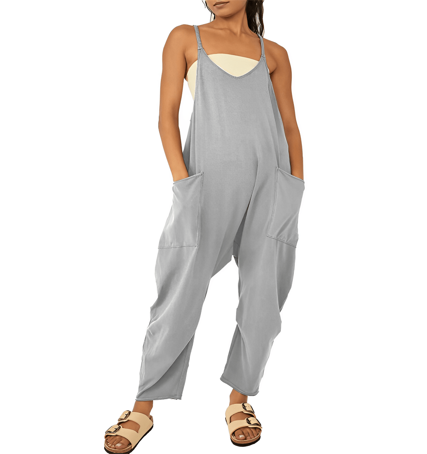 Combinaison Élégante Femme Olive Poches Generouses