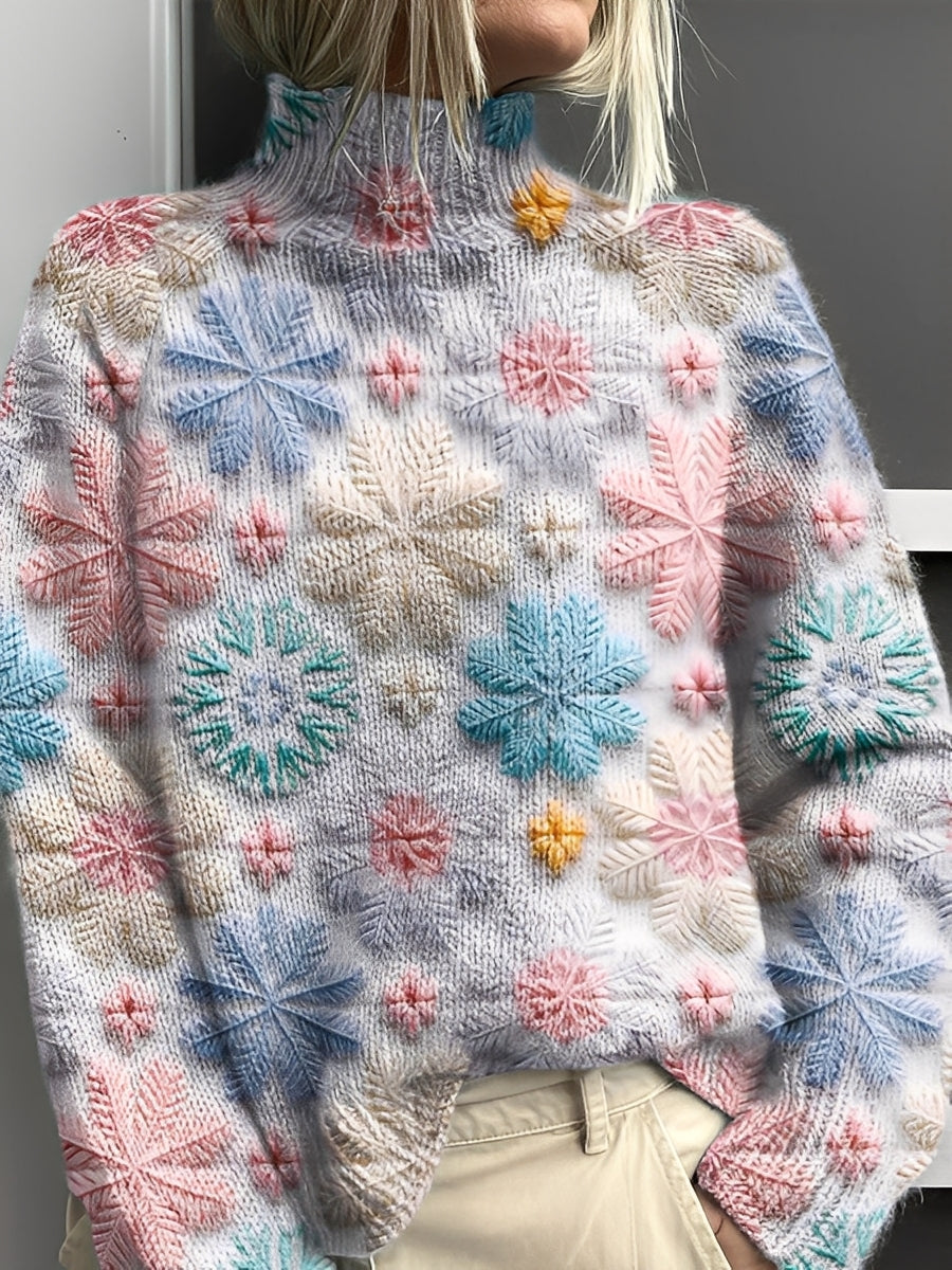 Pull Col Roulé Élégant Femme Hiver