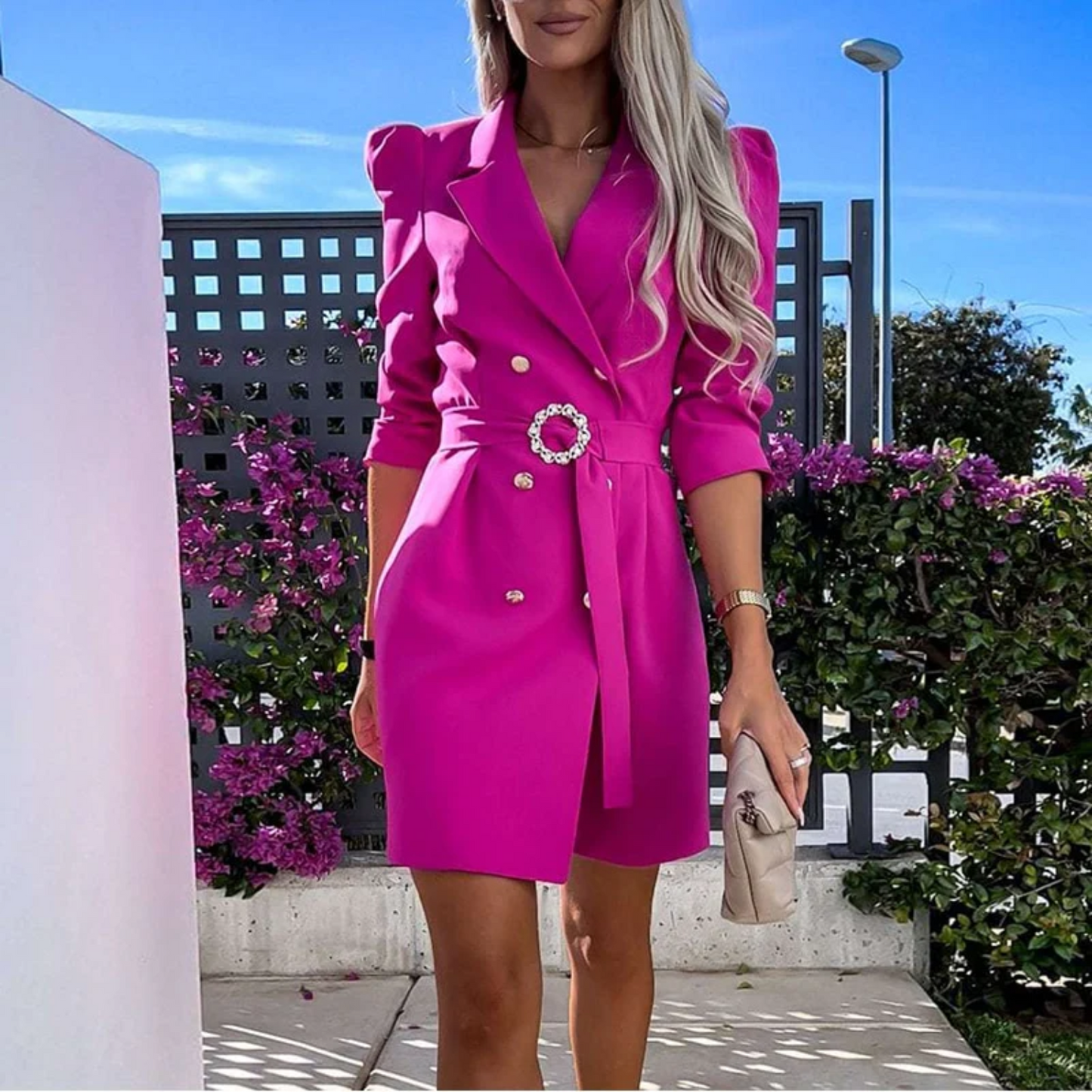 Veste Blazer Féminine Chic – Style Marin Élégant avec Ceinture Réglable