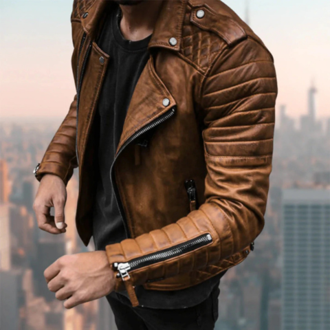 Blouson Cuir Homme Moto Style