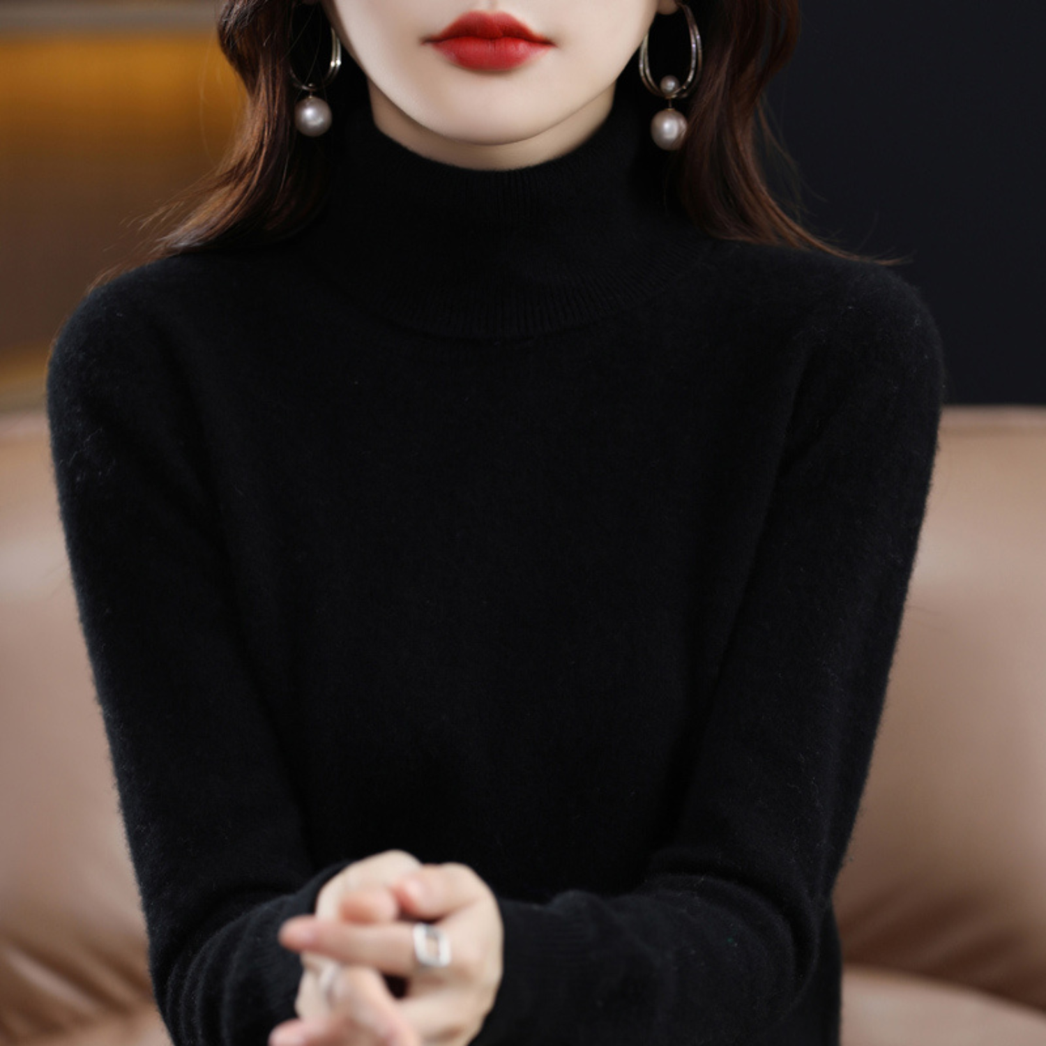Pull Cachemire Doux pour Femme - Col Roulé Confortable et Léger - LuxeStyle