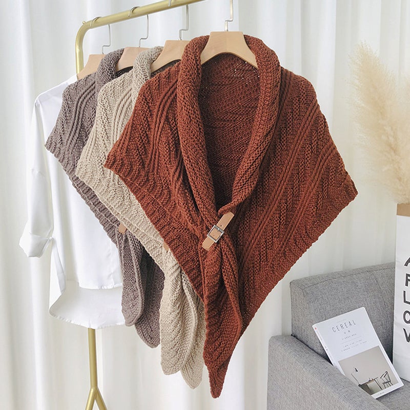 Écharpe Tricotée Brun Femme Hiver