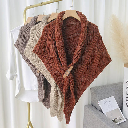 Écharpe Tricotée Brun Femme Hiver
