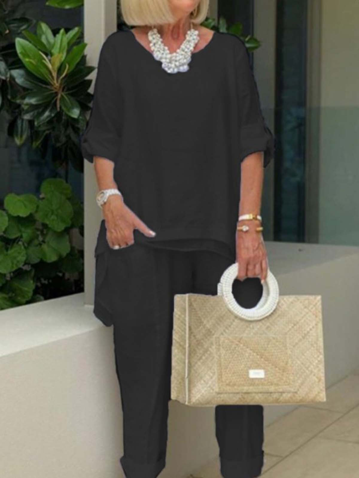 Robe Été Femme Lin Clair avec Sac Tressé