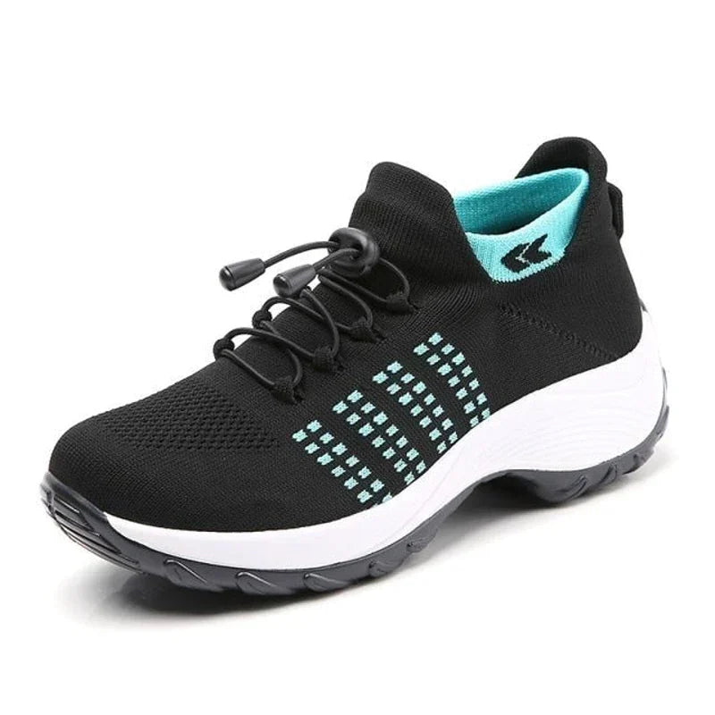 Chaussures running féminines bleues à lacets