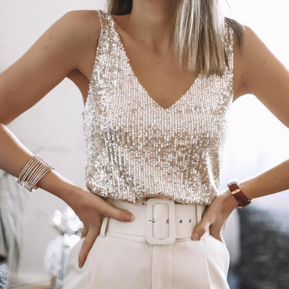 LumiTop™ – Haut Femme Paillette Élégant pour Soirées et Dîners