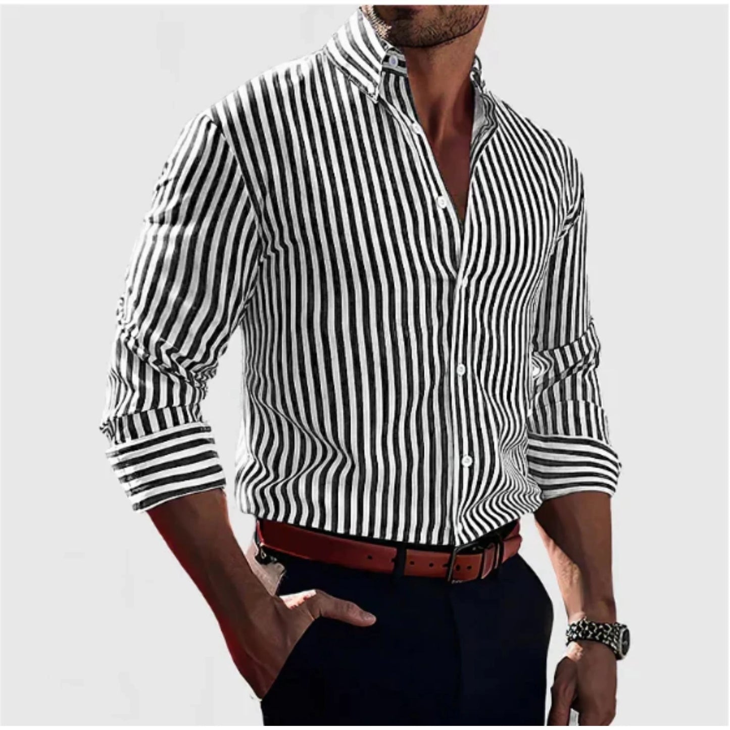 Chemise Homme Rayures Élégante
