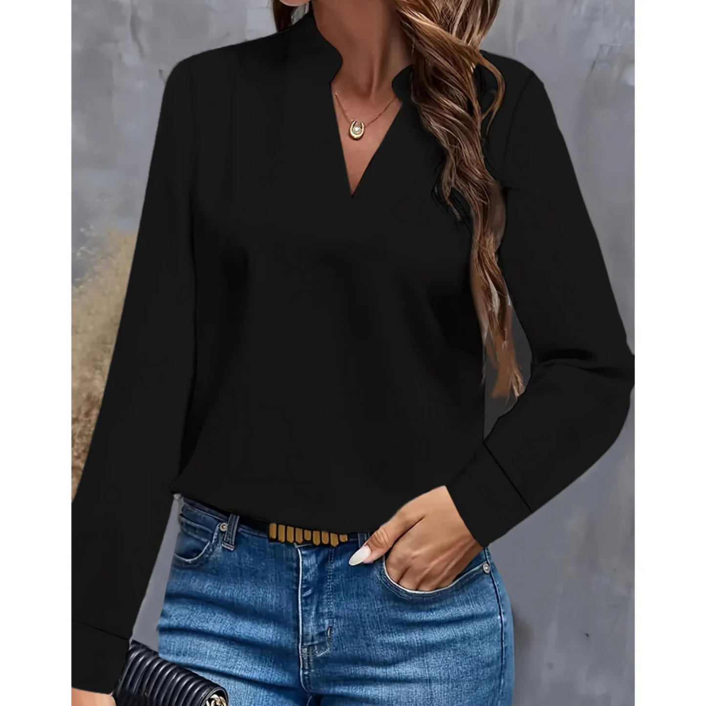 Blouse Femme Élégante Manches Longues Col V - luxestyle
