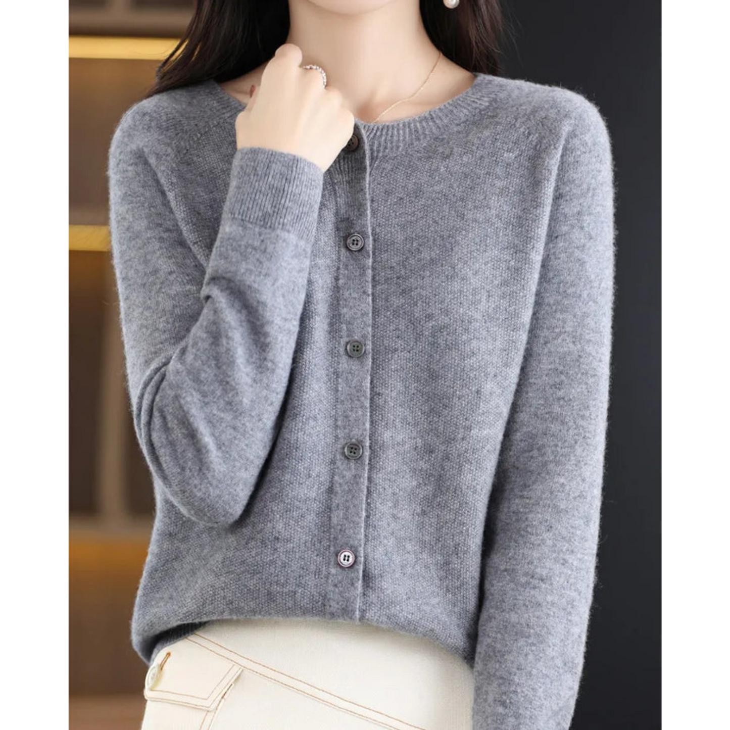 Cardigan Femme Chic – Gilet en Laine Mérinos Douce & Cachemire Confortable