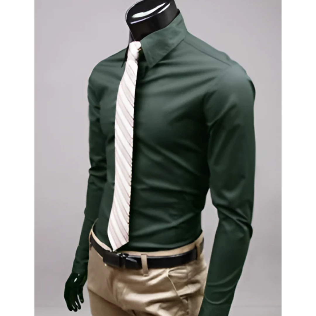 Chemise Homme Élégante Manches Longues Taille Fine