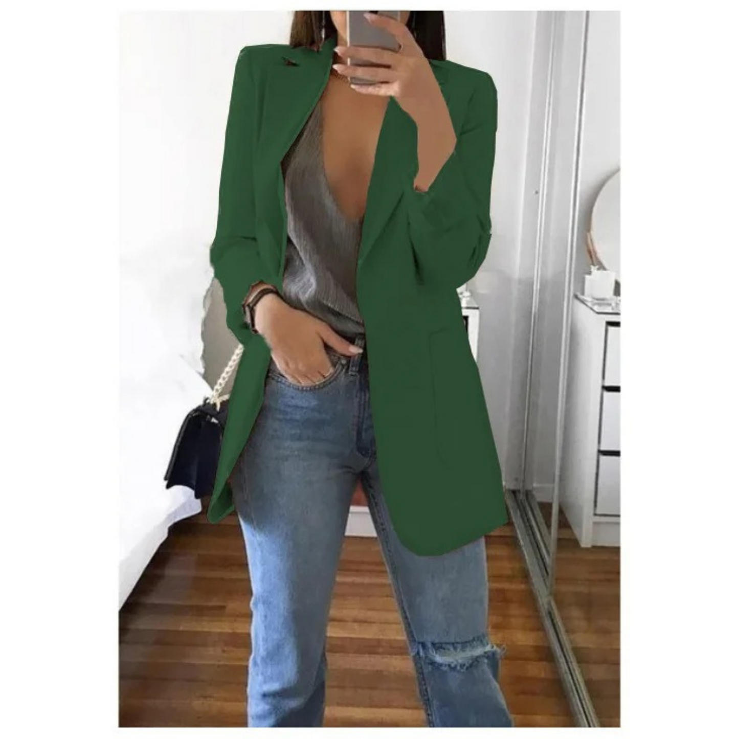 Veste Femme Bleu Ciel Décontractée à Manches Longues