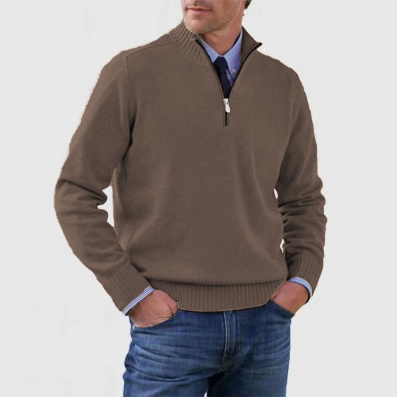 Pull Homme Rouge Doux à Fermeture Éclair