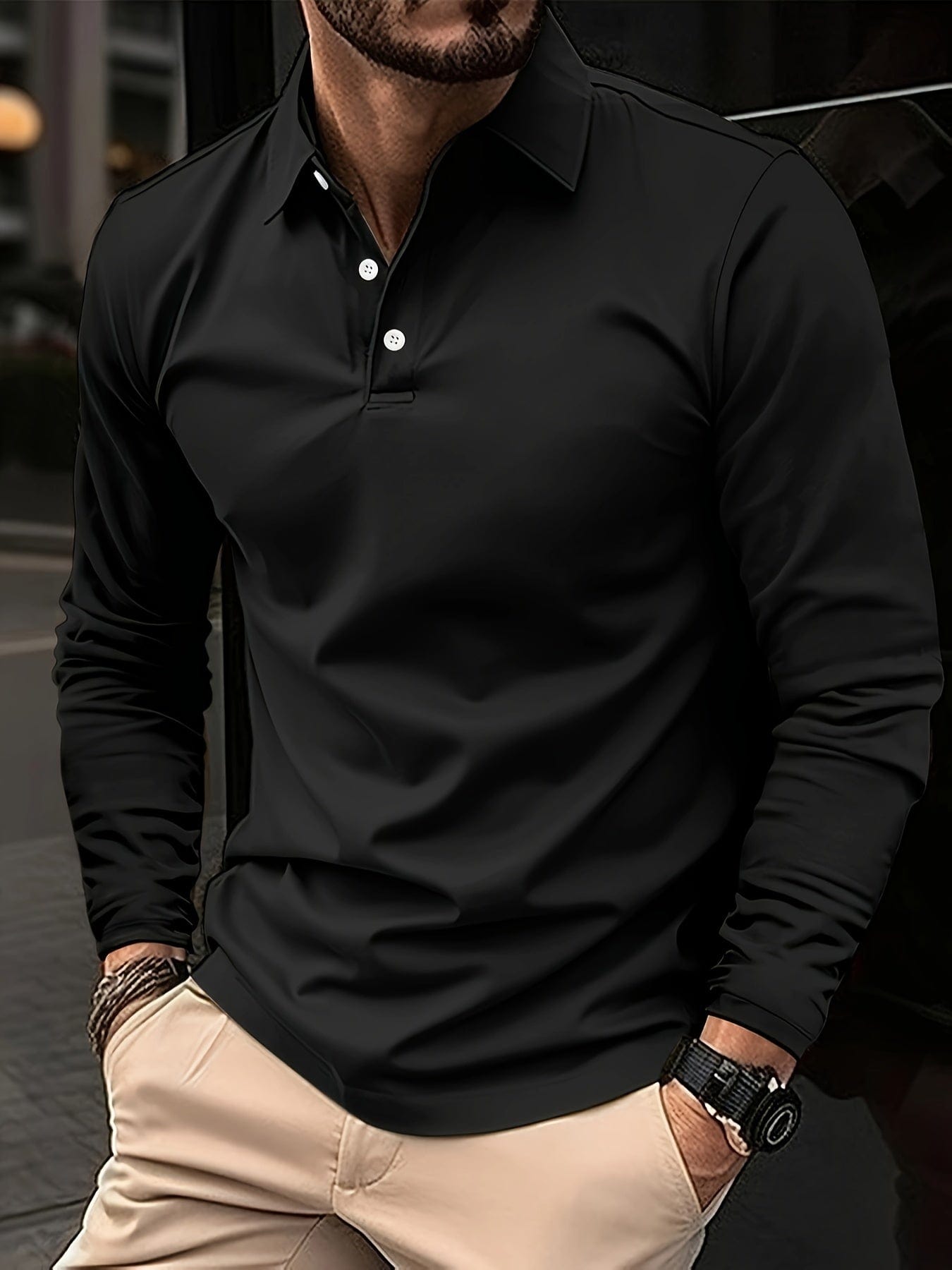 Polo confortable pour homme | Manches longues - LuxeStyle