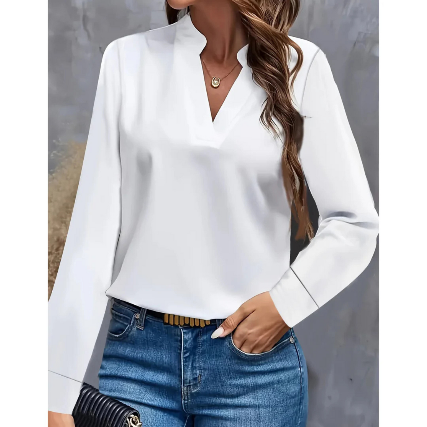 Blouse Femme Élégante Manches Longues Col V
