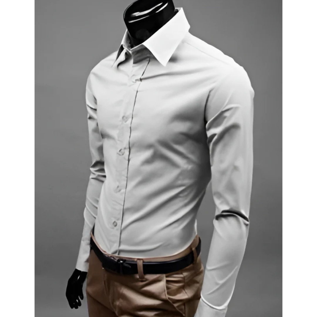Chemise Homme Élégante Manches Longues Taille Fine