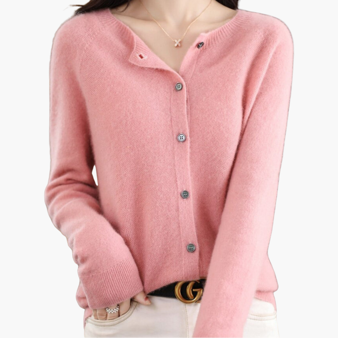Gilet Femme Élégant Rose Doux Boutonné