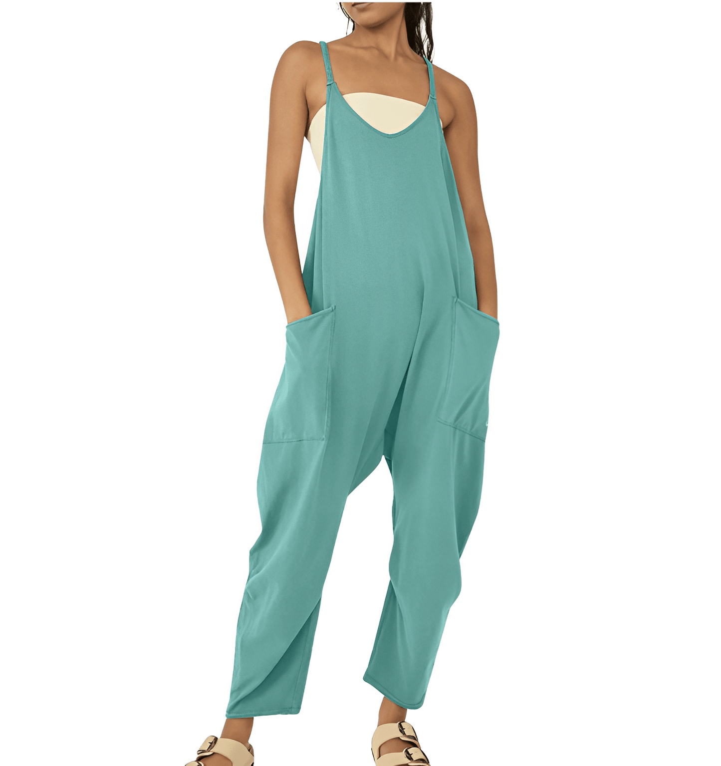 Combinaison Élégante Femme Olive Poches Generouses