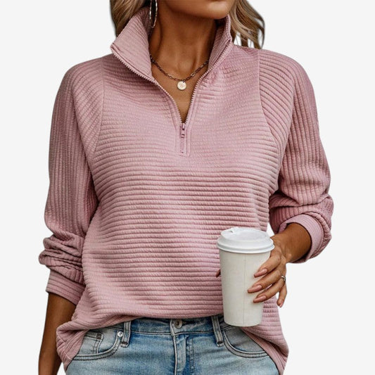Pull Femme Élégant Col V Fermeture Éclair - LuxeStyle